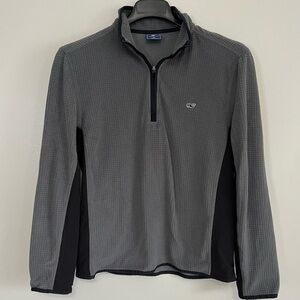 🐳 Vineyard Vines Waffle Grid Fleece Quarter Zip Pullover | Men’s M grey gray
